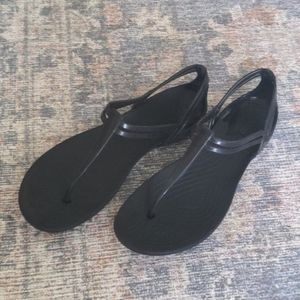 Women's black Crocs sandals. Size 8